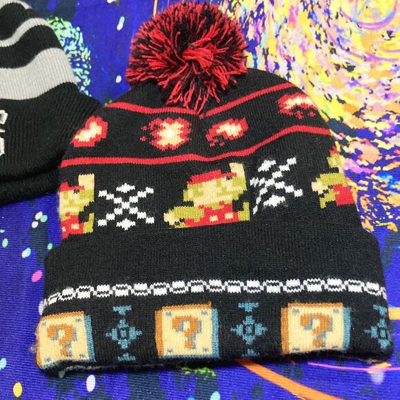 (2) BOY'S NINTENDO SUPER MARIO BEENIE HATS OFFICIALLY LICENSED MERCH - Picture 4 of 5